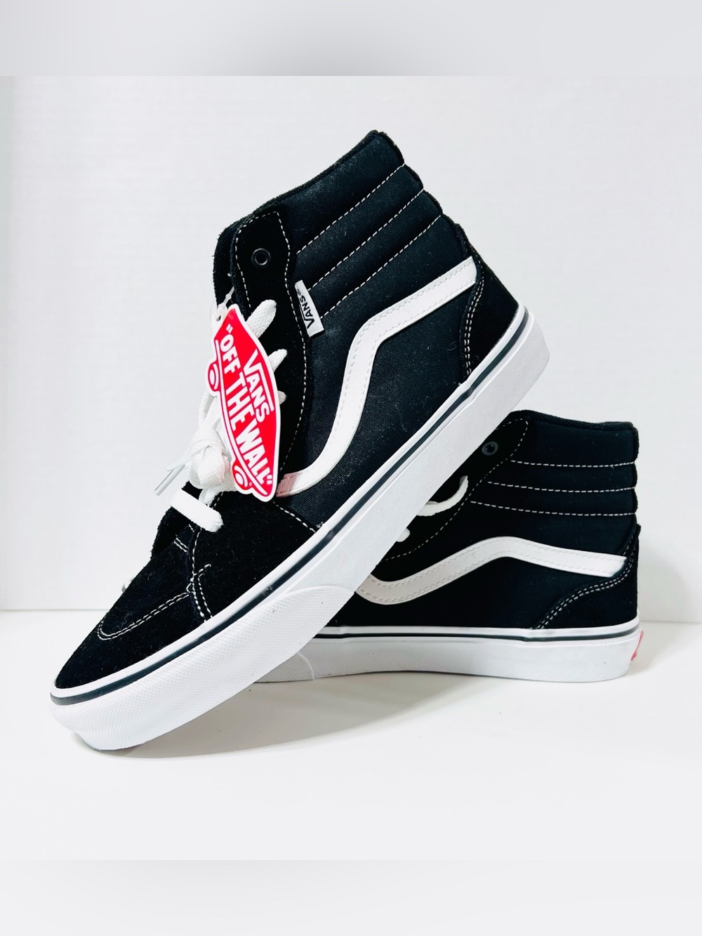 Vans NWT Sk8-Hi Skate White Black Suede High Top Sneakers Unisex Youth